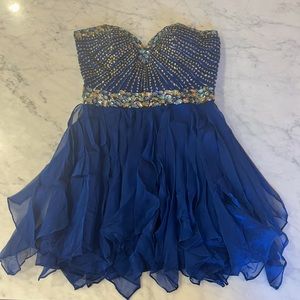Sherri Hill blue strapless dress size 4